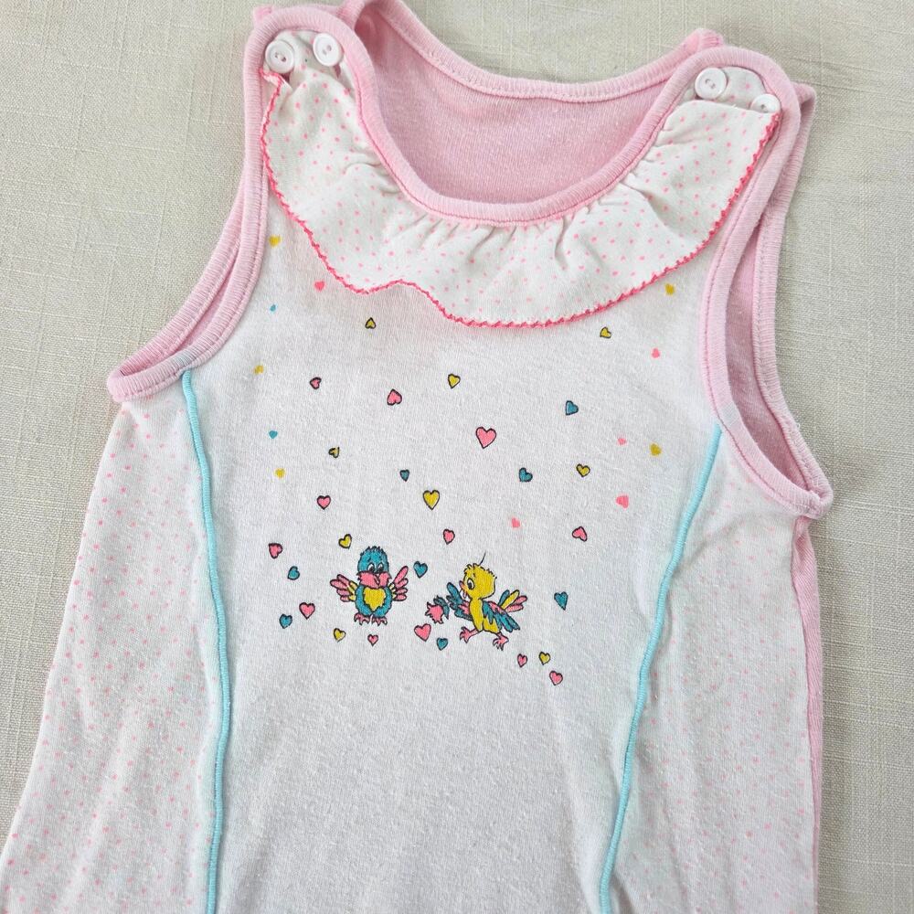 Vintage Love Birds Footed Pantsuit 9-12 months